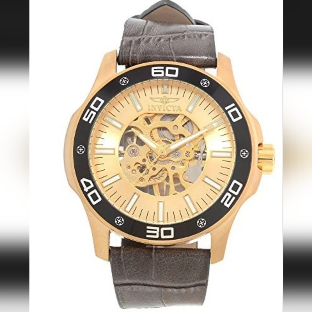 Invicta Gold and Black Watch with Brown Strap Brand New